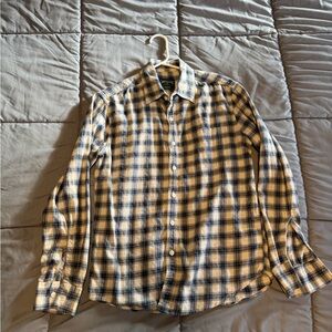 American Eagle Casual Blue and Cream Checkered Shirt